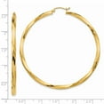 thumbnail image 3 of Diamond2Deal 14K Yellow Gold Polished 3mm Twisted Hoop Earrings for Women (L- 2.37 inch, W- 2.37 inch), 3 of 6