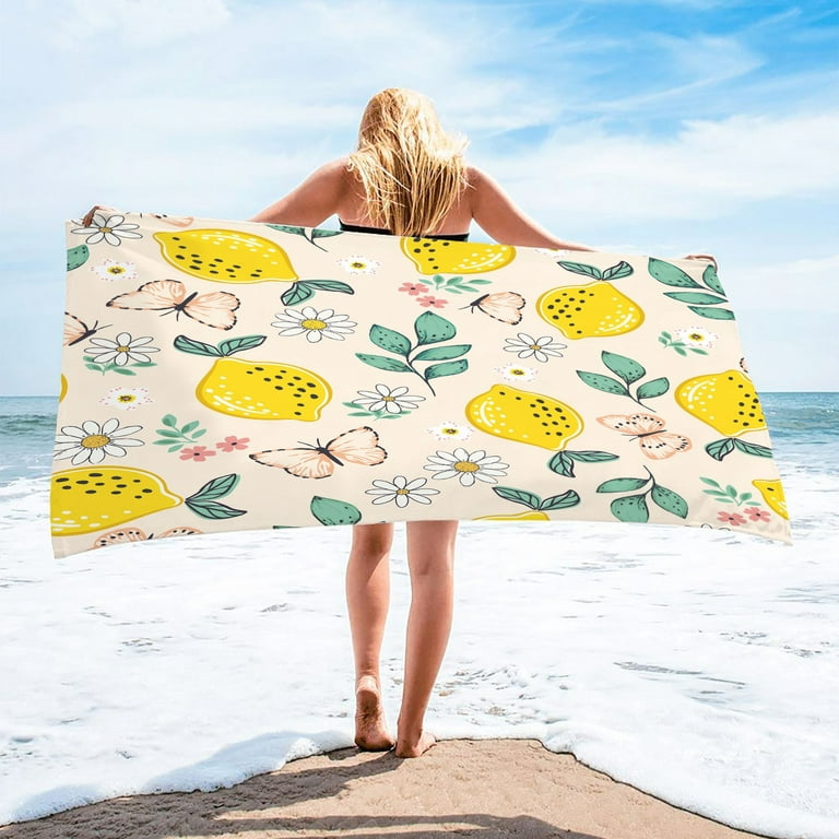 Qepwscx Super Soft Beach Towel Lemon Printing Series Quick Dry