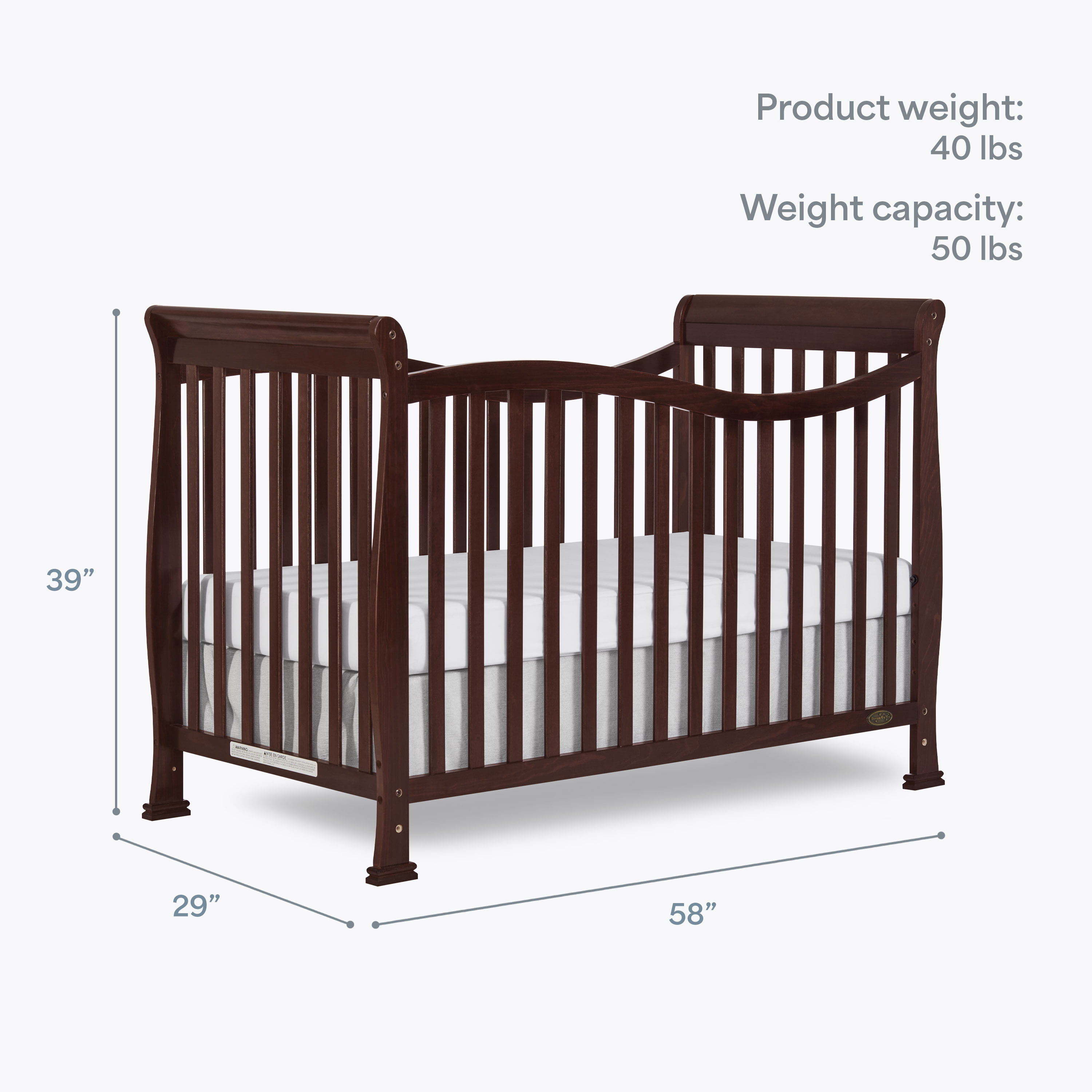 Dream On Me Violet 7-in-1 Convertible Crib Espresso
