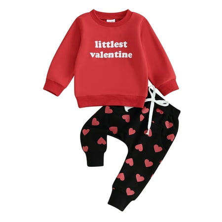 

Musuos Toddler Boys Valentine s Day Sets 6 12 18 24M 3T Long Sleeve Letter Print Pullover and Heart Print Pants Sets