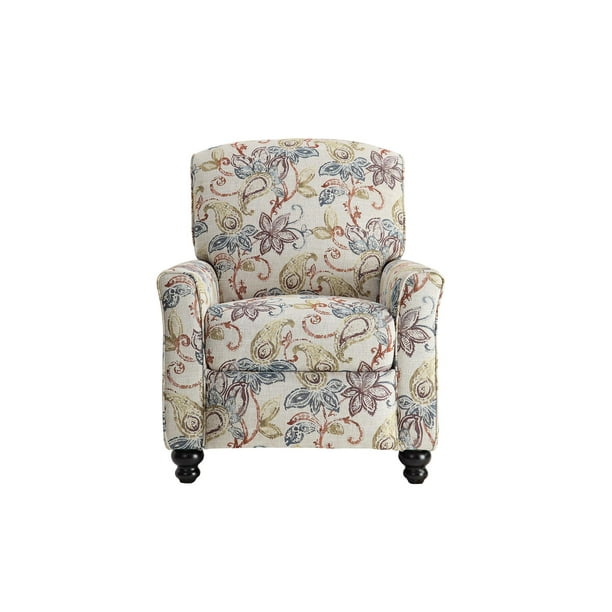 Fabric Upholstered Push Back Recliner Chair With Floral Print