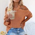 thumbnail image 5 of Women's Solid Color Sexy Off Shoulder Loose Knit Sweater Top for Fall Winter Evening Events,Camel,XL, 5 of 6