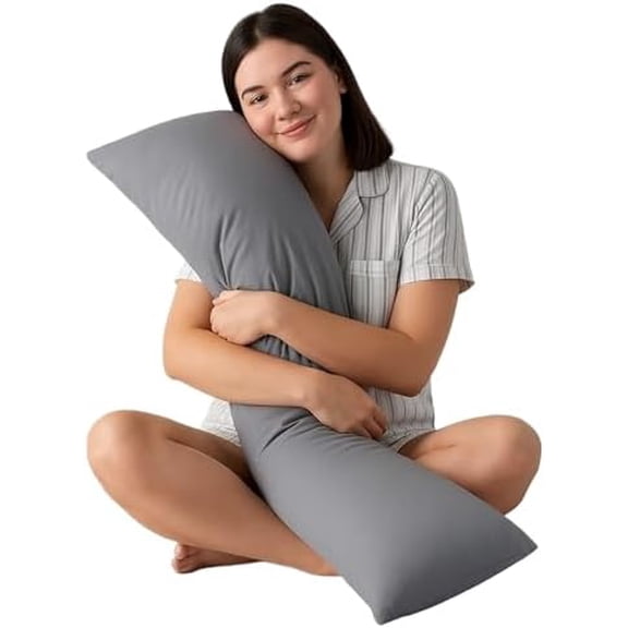 8lbs Weighted Body Pillow – (48" x 14") Contoured Support with Cooling Tencel Cover – Long Pillow for Side Sleepers & Full-Body Comfort – Removable Washable Cover$$Bedding