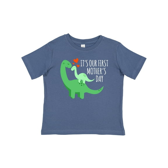 Inktastic It's Our First Mother's Day Cute Dinosaur Family with Hearts Boys or Girls Baby T-Shirt