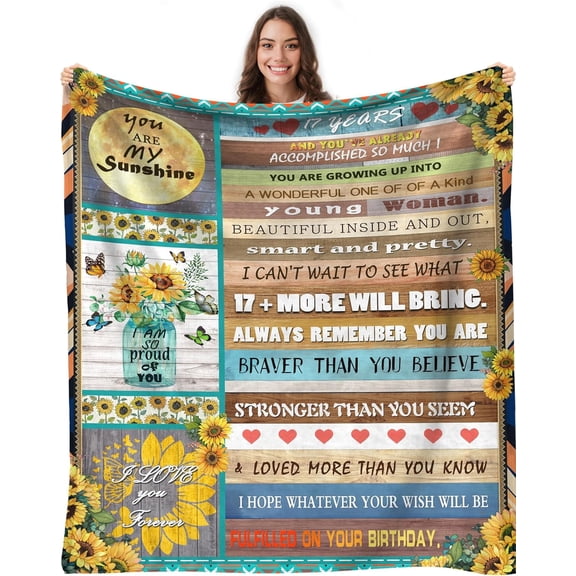 LHSHID Gifts for 17 Year Old Girl 17th Birthday Decorations for Girls 17 Year Old Girl Gift Ideas for 17 Year Old Christmas Thanksgiving Gifts 50x60in