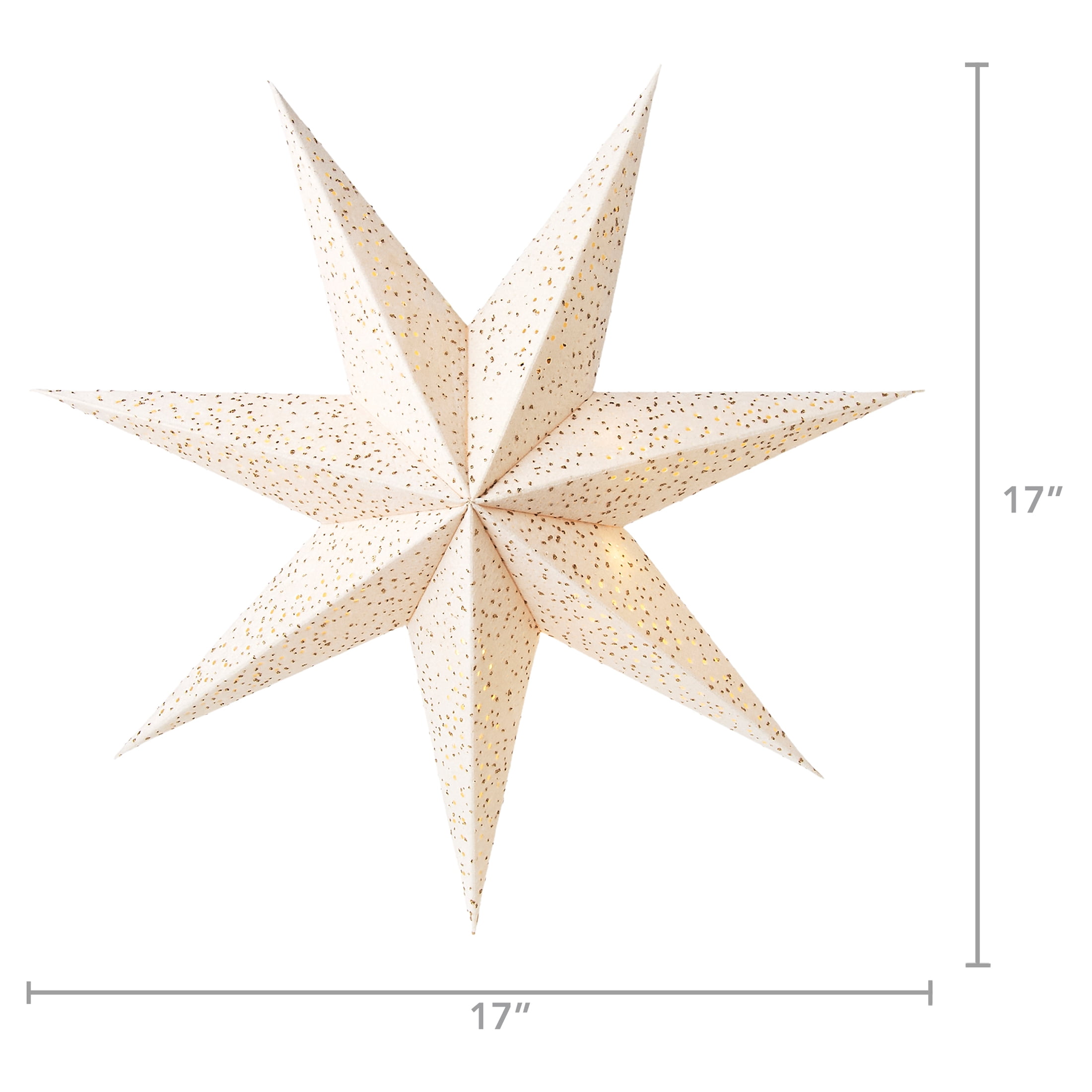 Light-Up White Battery-Operated Flocked Star Christmas Hanging Decoration, 17", by Holiday Time
