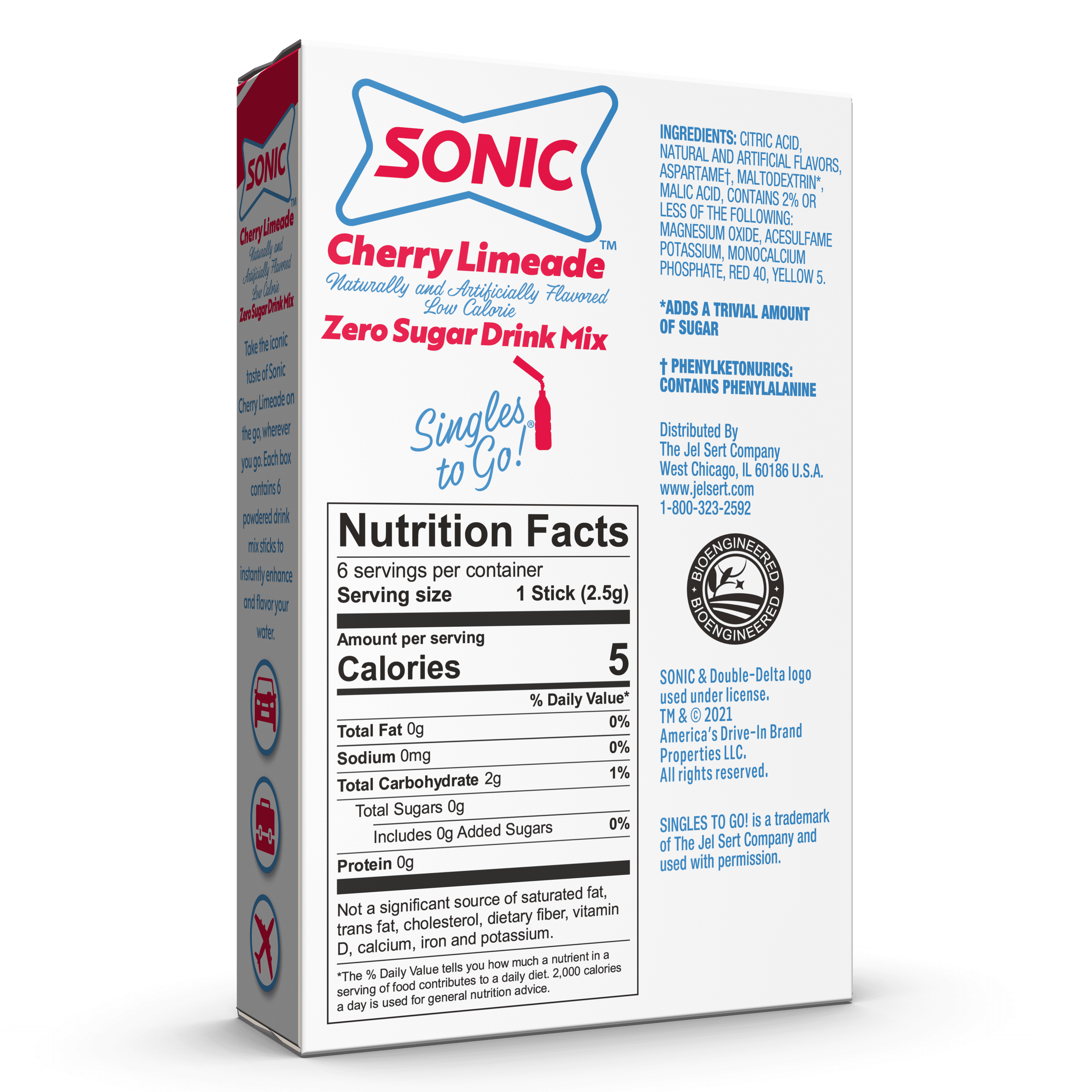 Sonic Cherry Limeade Sugar-Free Singles to Go Powdered Drink Mix, 6 Count Packets