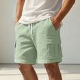 thumbnail image 4 of Workout Shorts Men Baeitkot Men's Solid Color Drawstring Multi-Pocket Cargo Shorts Casual Bottoms, 4 of 7