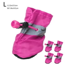 Kumdkd Non-Slip Dog Shoes 4PC Set – Waterproof Reflective Paw Protectors with Adjustable Straps, All-Season Booties for Small Dogs (Pink)