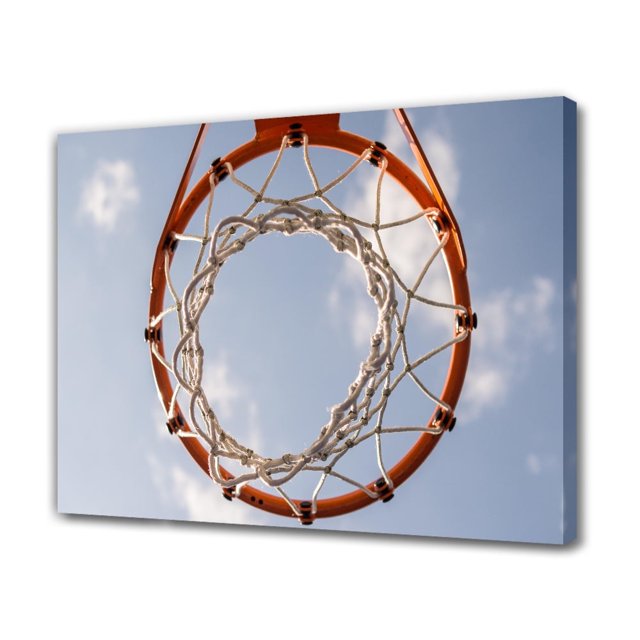 Póster de lienzo con diseño de baloncesto y aro de baloncesto, decoración para dormitorio, paisaje deportivo, decoración para oficina, regalo, estilo marco, 30 x 45 cm