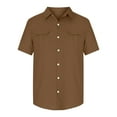 thumbnail image 5 of USNSM (M-5XL) Men's Plus Size Cotton Linen Short Sleeve Shirts Casual Lightweight Button Down Shirts Tops with Pocket Brown XXXL, 5 of 7