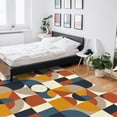 thumbnail image 6 of Area Rug 4'x6' Mid Century Orange Brown Beige Blue Abstract Retro Geometric Modern Washable Area Rugs Non Shedding Floor Carpet Rubber Backing Non-Slip Indoor Mats for Living Room Bedroom Kitchen, 6 of 8