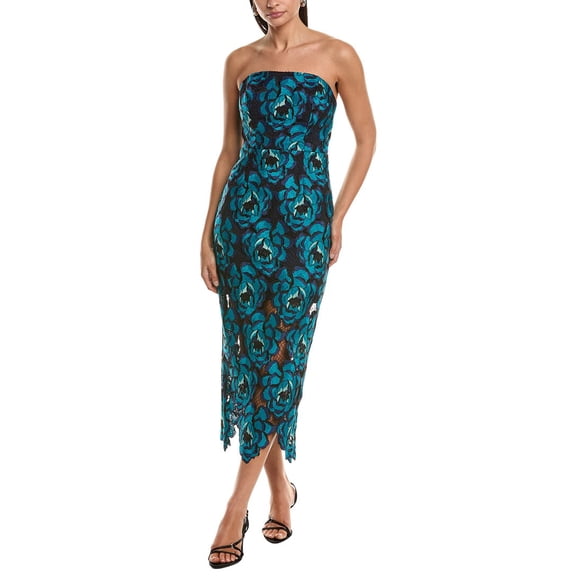 Milly womens  Kait Bloom Midi Dress, 2, Blue