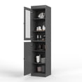 thumbnail image 2 of 100% Solid Wood 16.5" Pantry Cabinet with Frosted Glass & Solid Wood Door, Adjustable Shelves, Gray, 2 of 6