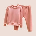 thumbnail image 2 of Penkiiy Toddler Baby Kids Winter Boys Girls Solid Color Long Sleeved Thickening Home Wear Clothes Suit 6-7 Years Pink, 2 of 4