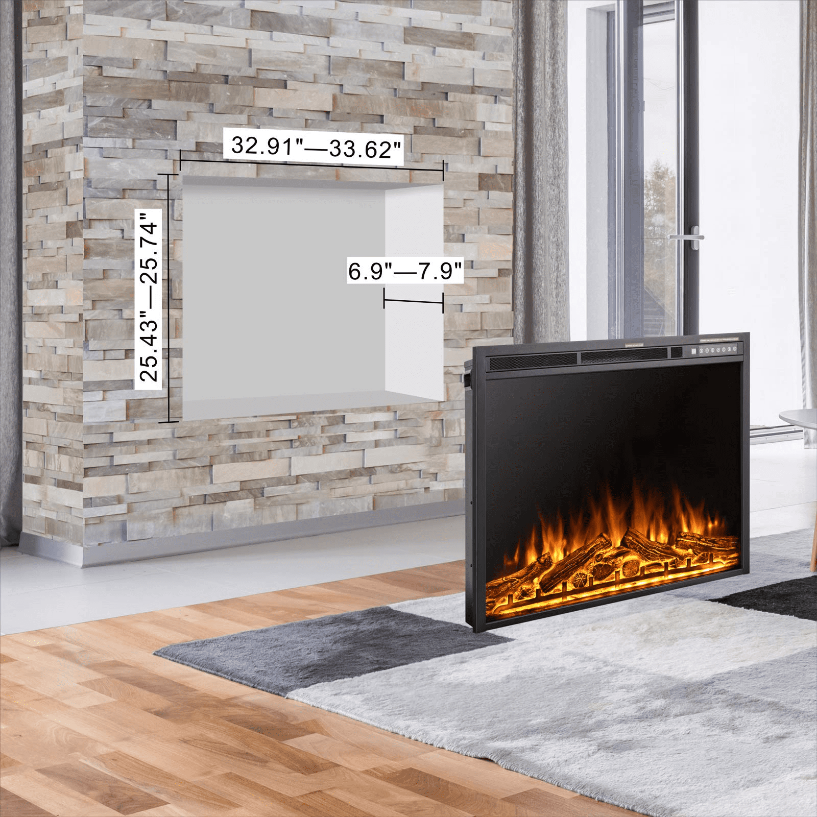 37 Built-in Electric Fireplace, Adjustable Flame, Touch Screen, Remote -  Walmart.com