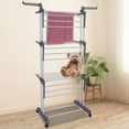 thumbnail image 3 of Clothes Drying Rack Folding Drying Rack Clothing 4 Tier Clothes Horses Rack Stainless Steel Laundry Drying Rack with Two Side Wings Grey, 3 of 6