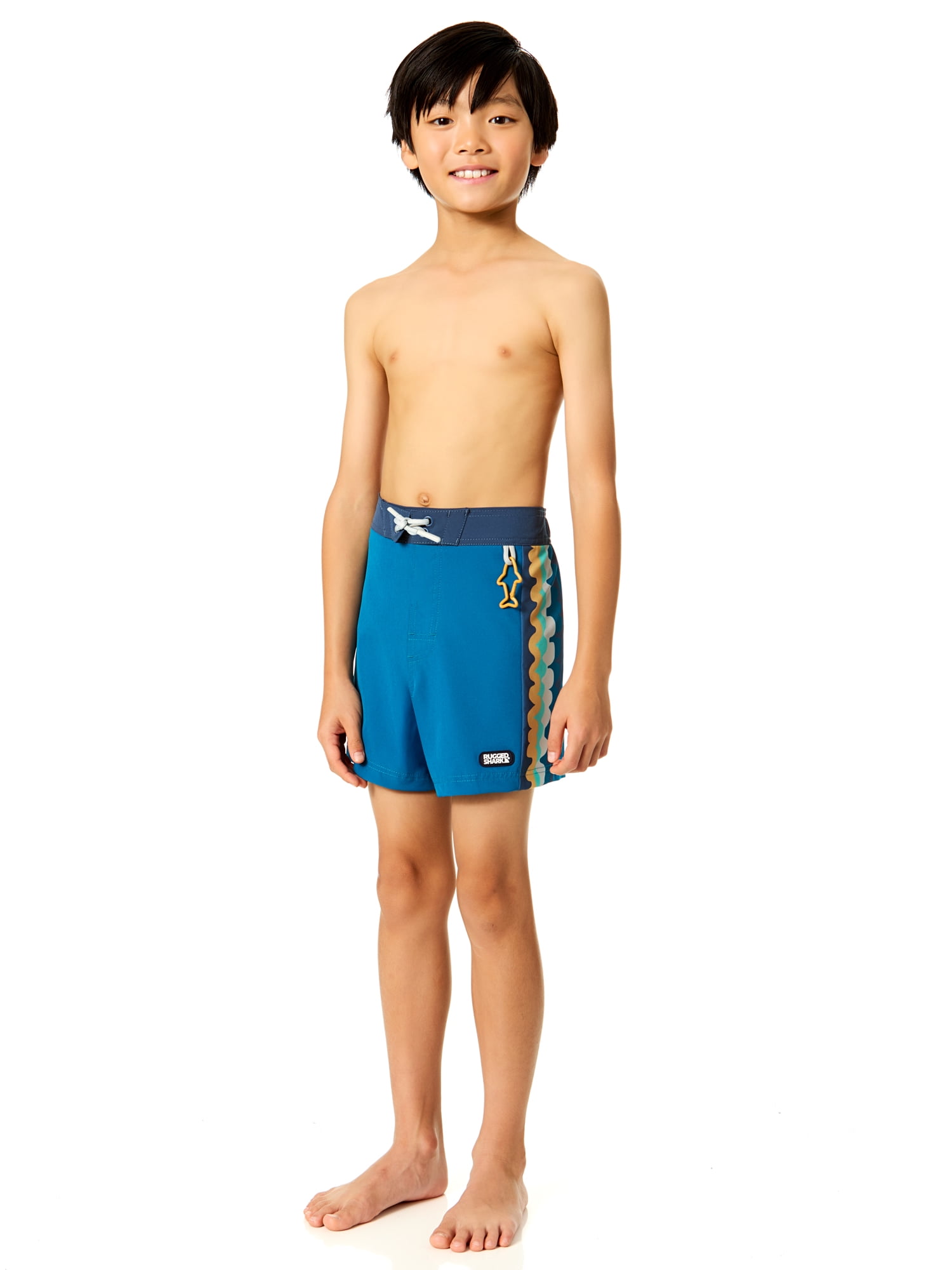 Rugged Shark Boys 6" Inseam Swim Trunks, Sizes 4-16
