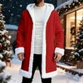 thumbnail image 5 of Mens Long Jackets Men Christmas Long Cardigan Hooded Jackets Fleece Lined Santa Xmas Coat Open Front Hoodies Jacket with Pockets Red XL, 5 of 8