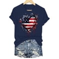 thumbnail image 6 of TOWED22 American Flag Patriotic T-Shirt Women 4th of July Gift Shirt USA Flag Stars Stripes Graphic Short Sleeve Casual Tops(Navy,S), 6 of 6