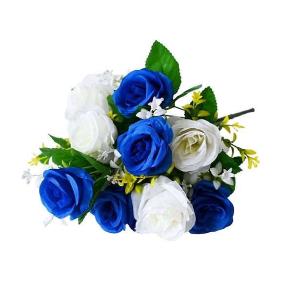 WWG Artificial Rose Bouquet, 12 Flower Heads with Leaves and Filler Flowers, Faux Plastic Flowers for Home Decor, Dining Table Bedroom Living Room Mantel Shelf Wedding Party, Fall Decorations