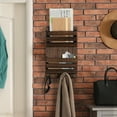 thumbnail image 5 of OYEAL Wall Mount 2-Slot Mail Organizer with Key Hooks, Suitable for Office, Living Room, Entryway, Rustic Brown, 5 of 8