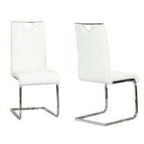 Doral White Faux Leather Dining Chairs w Chrome Cantilever Base Set of 2