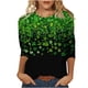 thumbnail image 2 of Xuyuer St. Patrick's Day Printed T-Shirt - Ladies' Loose Round Neck 3/4 Sleeve Top for Irish Festivals, Casual Green Themed Outfits, Seasonal Celebration Apparel & Fun Saint Patrick's Party Wear, 2 of 5