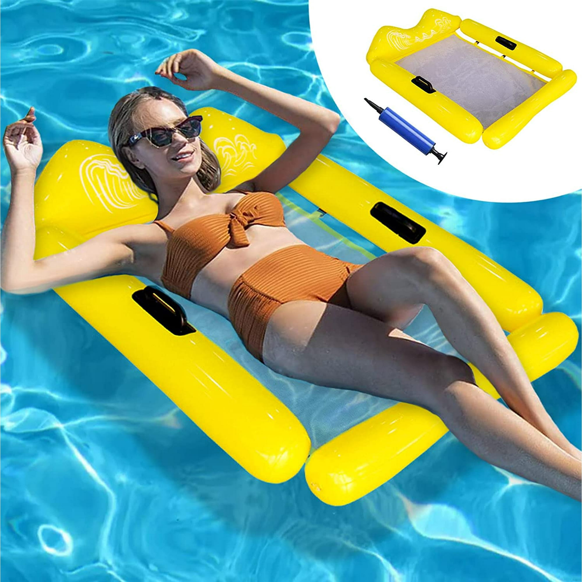 Yellow Inflatable Pool Hammock Floating Hammock 4 in 1 Inflatable Floating Bed Water Hammock Floating Pool Chair Walmart