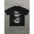 thumbnail image 5 of 【New Arrival】Cartoon Grills Metallic Mouth Lips Vintage Street Graphic T-Shirt, Unisex Cotton Crew Neck Hip Hop Urban Casual Tee, Rap Culture Novelty Gift, 5 of 8