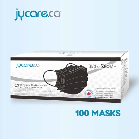 Medical Face Mask (Black, 100 pieces)- ASTM Level 1 Mask - Made in Canada