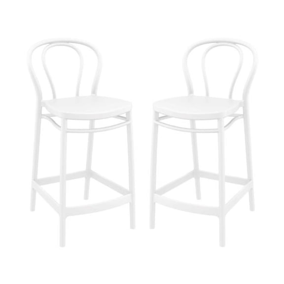Home Square Indoor Outdoor Counter Stool in White - Set of 2