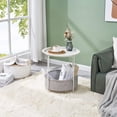 thumbnail image 2 of Round Side/End Table with Fabric Storage Basket，Metal Anti-Rust and Waterproof Small Bedside Nightstand with Removable Tray Top for Living Room，Balcony & Laundry，Beige/1pcs with Basket, 2 of 9