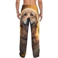 thumbnail image 3 of Uemuo Sunset Daisy Dog Pattern Men's Wide Leg Palazzo Lounge Pants with Pockets Light Weight Loose Comfy Casual Pajama Pants-Large, 3 of 9