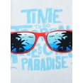 thumbnail image 4 of Wassery Kids Boys Summer Outfits Letter Glasses Print Short Sleeve T-shirt and Casual Elastic Shorts Set 2T 3T 4T 5T 6T 7T Toddler Little Boys Hawaii Beach Wear Vacation Clothes, 4 of 8