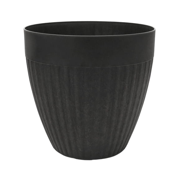TierraVerde Madison Ribbed Planter Black 14"H