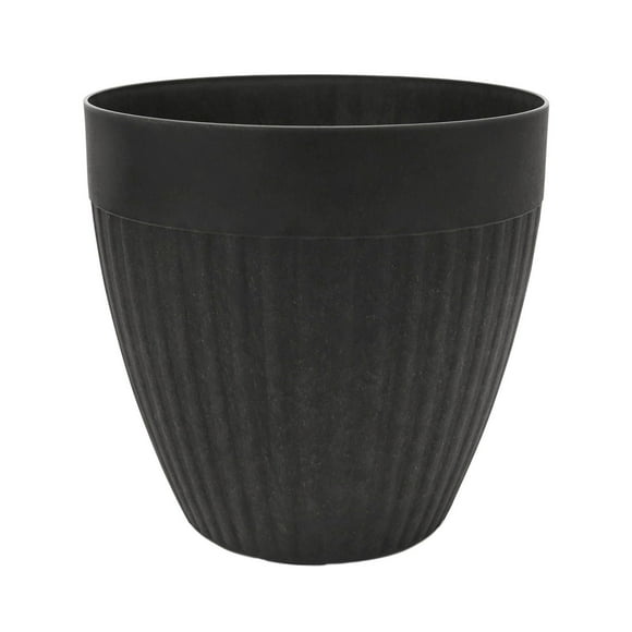 14" Ribbed Madison Planter, Black, 14" Ribbed Planter, 25.6L