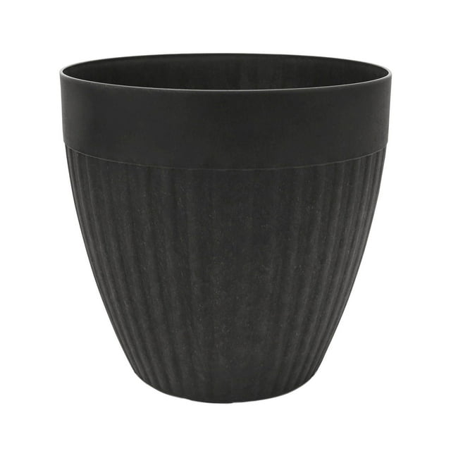 Jardinière côtelée TierraVerde Madison noire 14 po