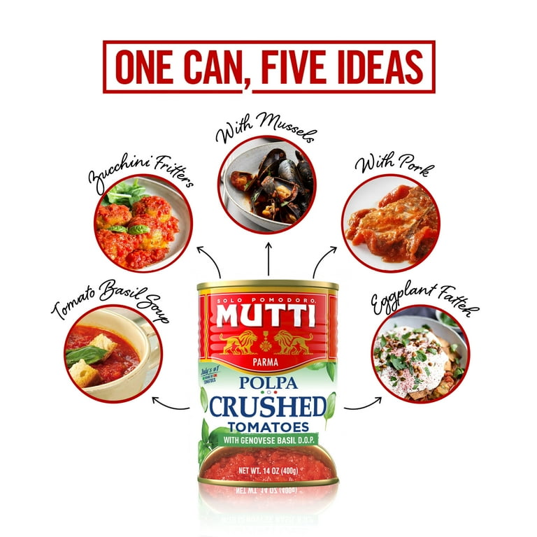 4 pack) Mutti® Crushed Tomatoes (Polpa) with Basil, 14 oz, Can