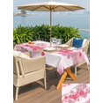 thumbnail image 5 of Outdoor Tablecloth with Umbrella Hole for Patio/Picnic/Party/Camping, Pink Floral Waterproof Table Cloth Rectangle Table Cover Washable, Modern Abstract Art Flowers Aesthetic (52"x 70"), 5 of 9