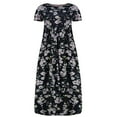 thumbnail image 3 of asdoklhq Maternity Dress,Plus Size Women Casual O-Neck Summer Short Sleeve Print Loose Pocket Long Dress, 3 of 4
