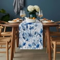 thumbnail image 2 of Blue Ombre Floral Table Runner - 108 Inch Long, Kitchen Dining Table Runner Dresser Scarves, Spring Elegant Flowers Watercolor Farmhouse Decor for Coffee Tables Wedding Party Banquet, 2 of 8