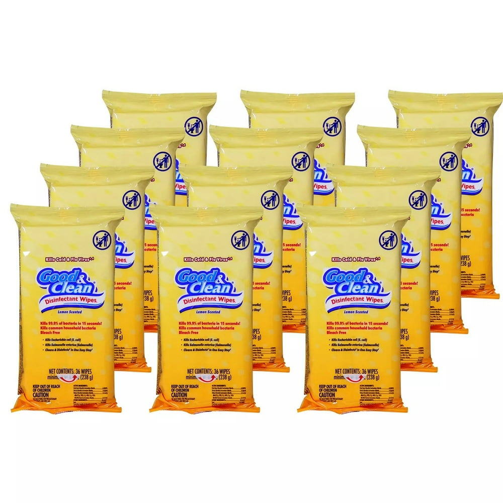 Good & Clean Disinfecting Wipes, 36 per Pack (12 Pack, 432 Wipes Total)