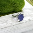 thumbnail image 4 of Gem Stone King 925 Sterling Silver Blue Lapis Engagement Ring for Women (4.07 Cttw, Gemstone Birthstone, Oval 12X10MM, Size 7), 4 of 5