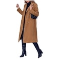 thumbnail image 4 of Fall Winter Women Solid Color Long Sleeve Double Breasted Casual Lapel Long Trench Coat, 4 of 6