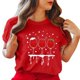 thumbnail image 1 of Gibobby Camisas de Navidad para mujer Camiseta de manga corta con cuello redondo y estampado de Navidad para mujer(Rojo,G), 1 of 5