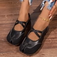 thumbnail image 6 of Dweltoz Women's Split Toe Ballet Flats Two Tone Crisscross Strap Mary Jane Sneakers Slip On Ballerina Casual Walking Shoes,Black 7.5, 6 of 6