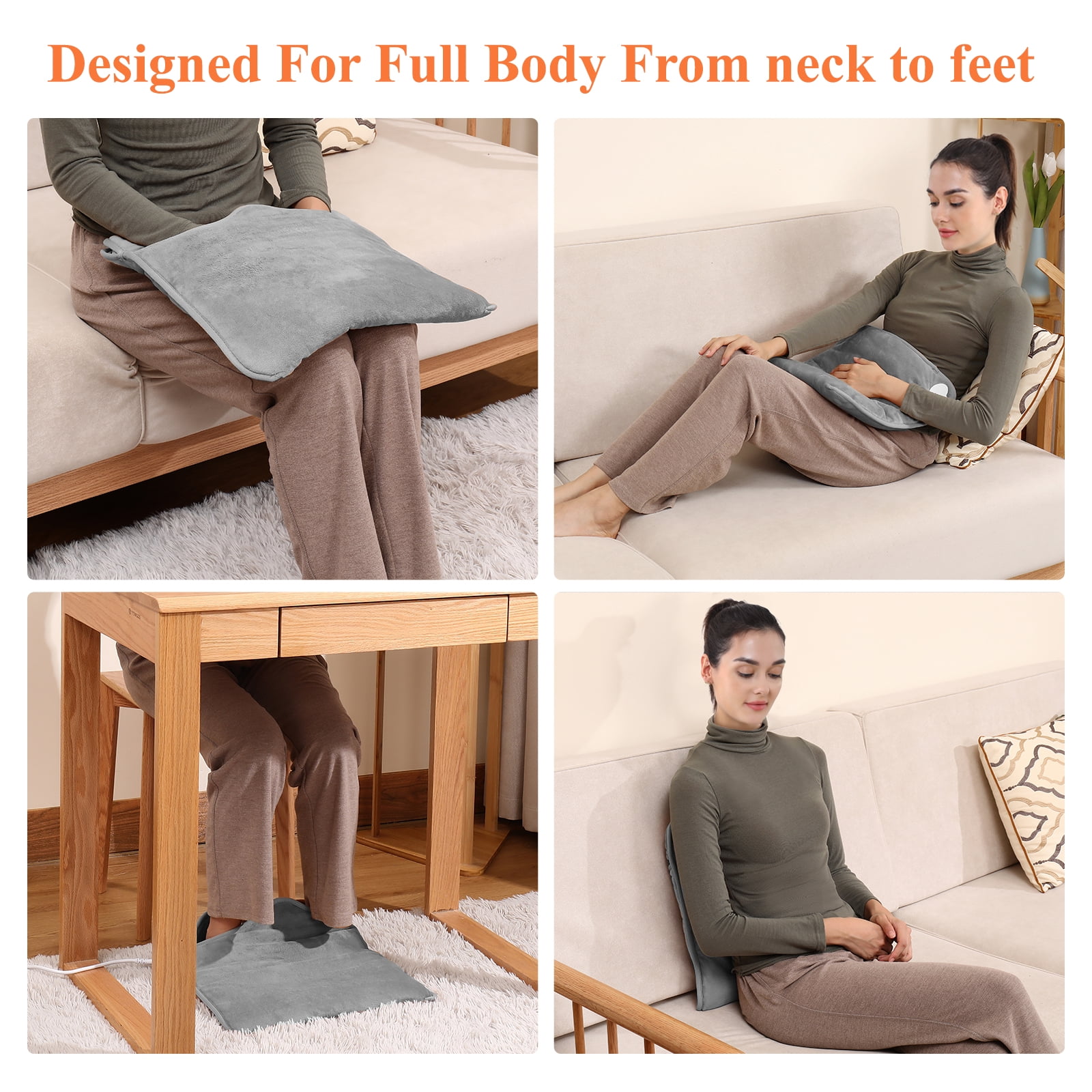 Electric Foot Warmer, Double Sided Heating Pad with 6 Levels Temp and 4 Timers, Under Desk, Office, Birthday Gifts, 16" x 16", 1 Pack
