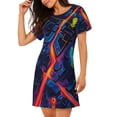 thumbnail image 2 of Fotbe Neon City Map Bata de Dormir para Mujer con Estampado, Camisón de Algodón de Manga Corta, Ropa de Dormir Casual, 2 of 6