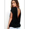 thumbnail image 2 of 4 Fashion Pure Color Off Shoulder Loose The Horn Sleeve T-shirt, 2 of 3